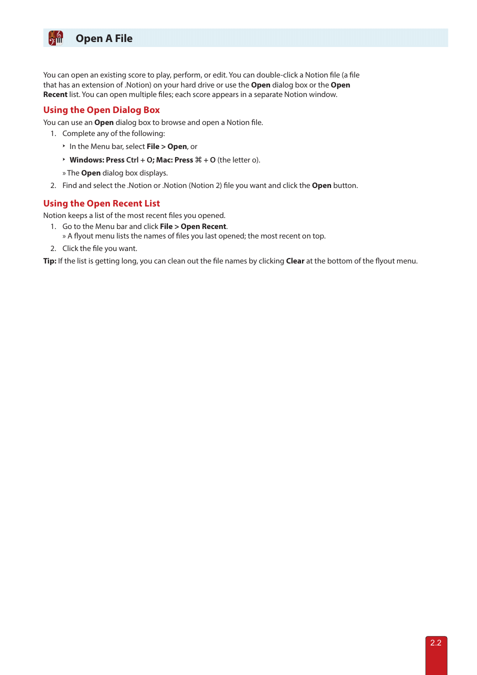 Open a file | PreSonus Notion 6 - Notation Software (Boxed) User Manual | Page 31 / 292