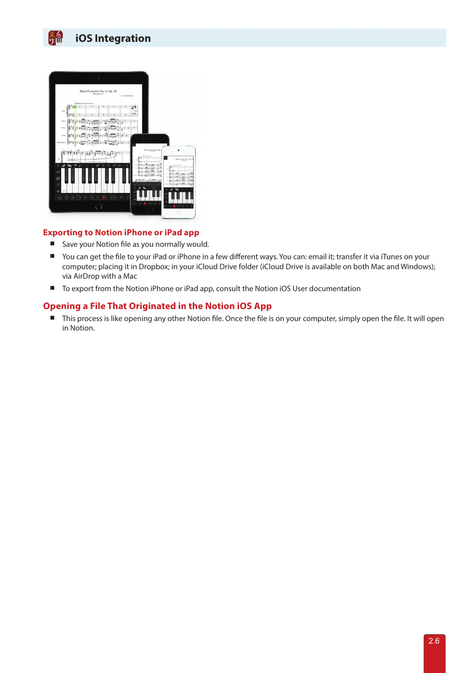 Print a score, Ios integration | PreSonus Notion 6 - Notation Software (Boxed) User Manual | Page 35 / 292