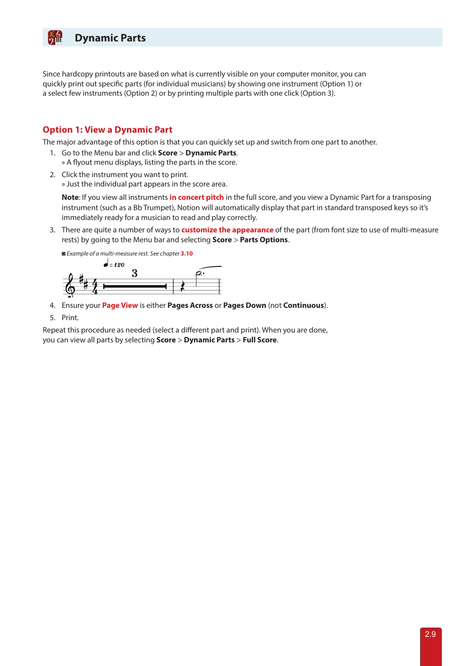 Dynamic parts, Parts | PreSonus Notion 6 - Notation Software (Boxed) User Manual | Page 38 / 292