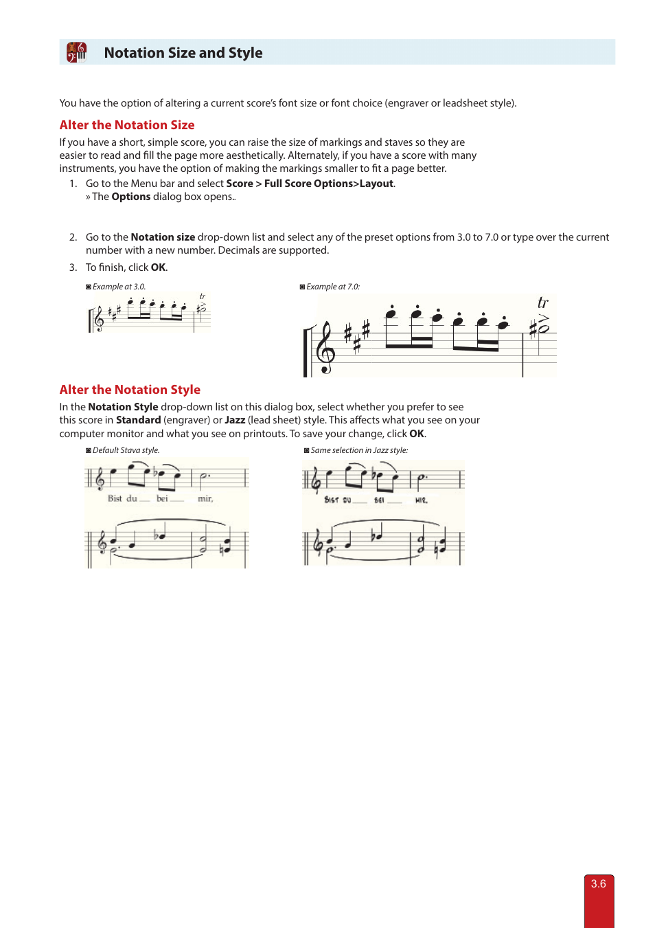 Notation size and style, Alter the notation size, Alter the notation style | PreSonus Notion 6 - Notation Software (Boxed) User Manual | Page 46 / 292