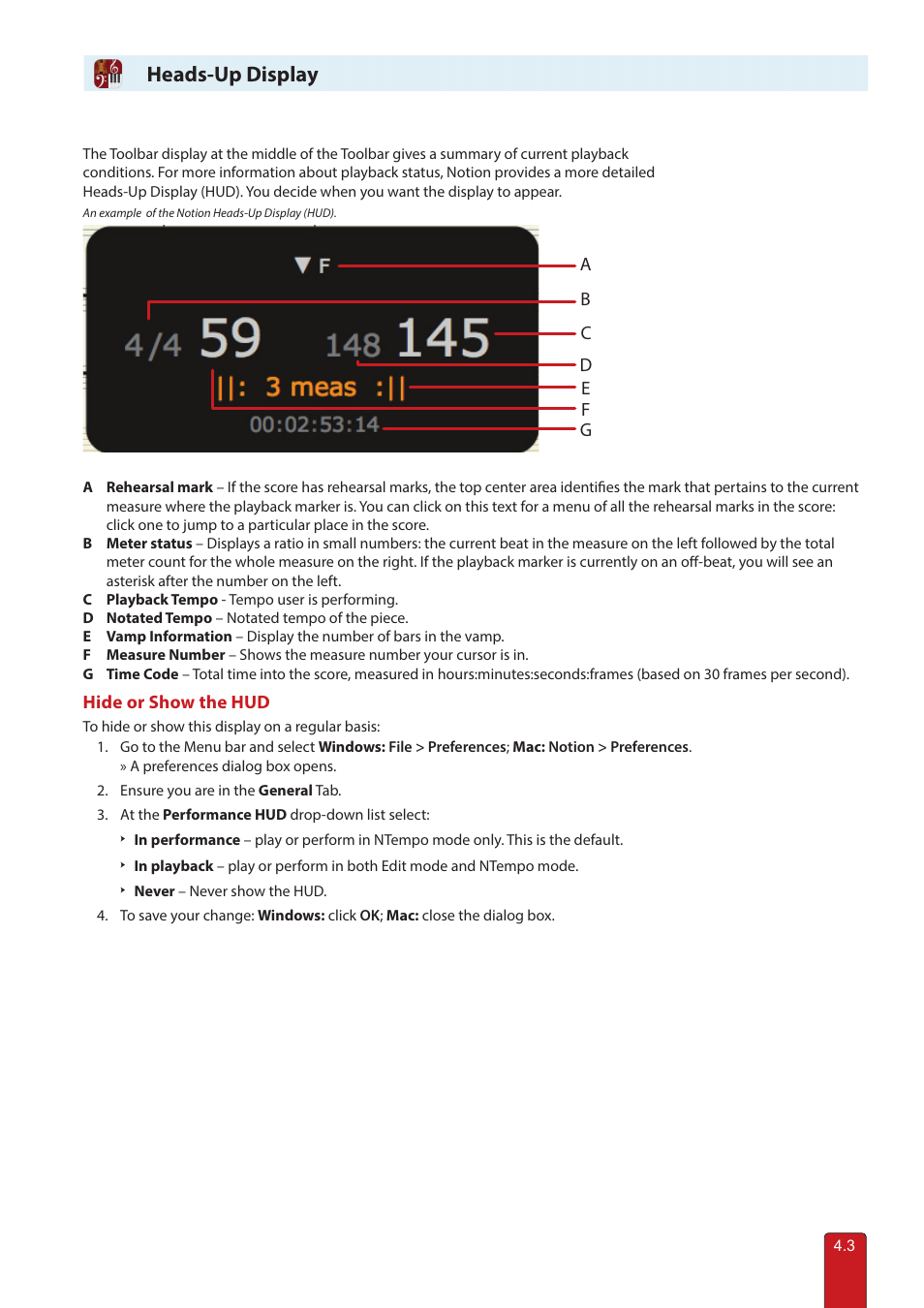 Heads-up display | PreSonus Notion 6 - Notation Software (Boxed) User Manual | Page 58 / 292