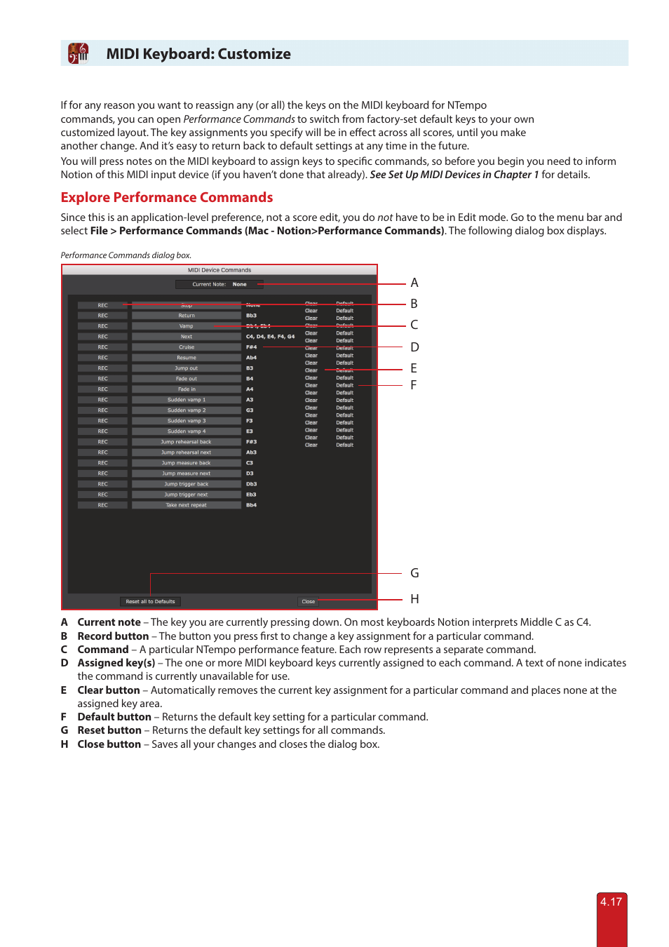 Midi keyboard customize, Midi keyboard: customize | PreSonus Notion 6 - Notation Software (Boxed) User Manual | Page 72 / 292