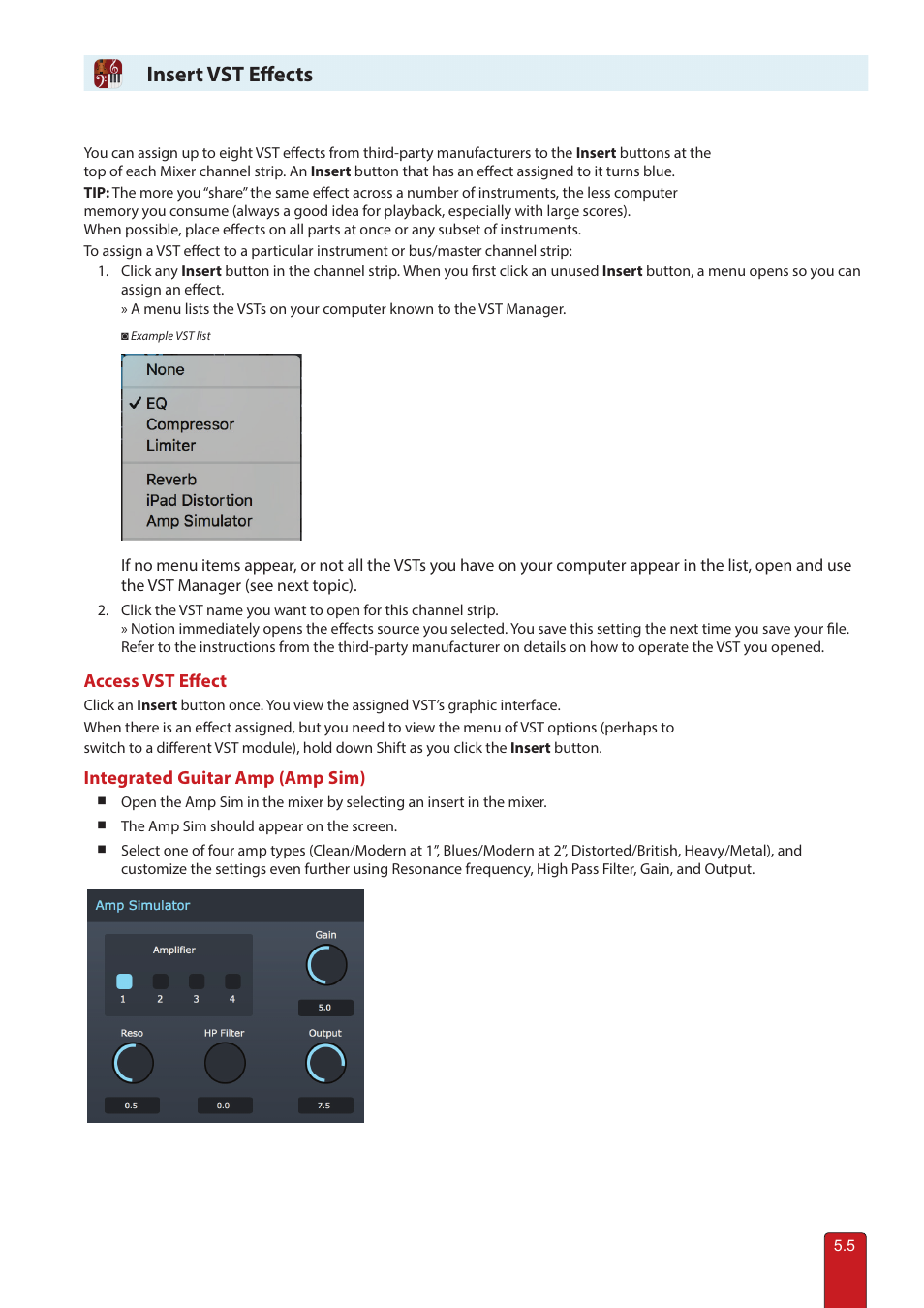 Insert vst effects | PreSonus Notion 6 - Notation Software (Boxed) User Manual | Page 79 / 292