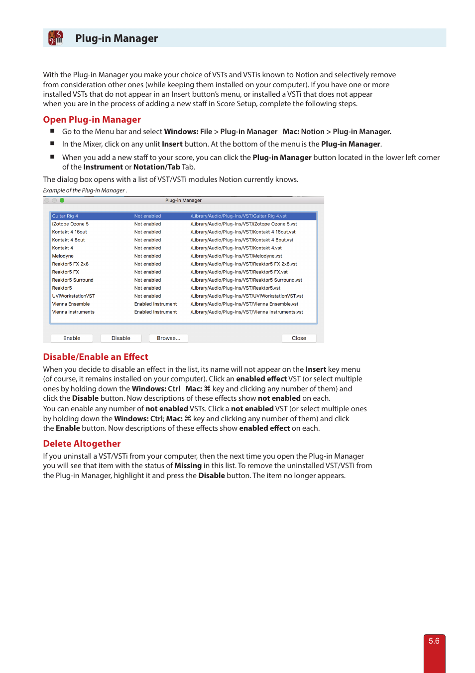 Plug-in manager | PreSonus Notion 6 - Notation Software (Boxed) User Manual | Page 80 / 292