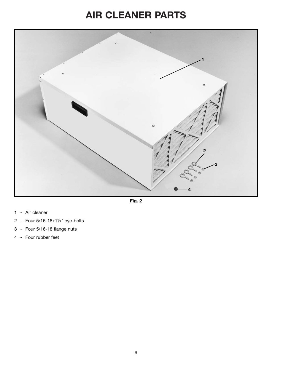 Air cleaner parts | Delta AP200 User Manual | Page 6 / 12