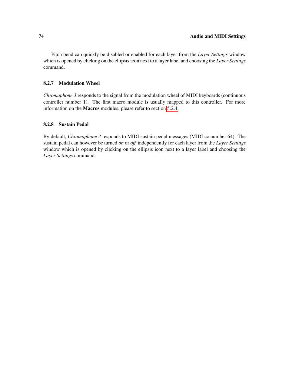 Modulation wheel, Sustain pedal | Applied Acoustics Systems Chromaphone 3 Upgrade Acoustic Object Synthesizer Plug-In (Download) User Manual | Page 74 / 83