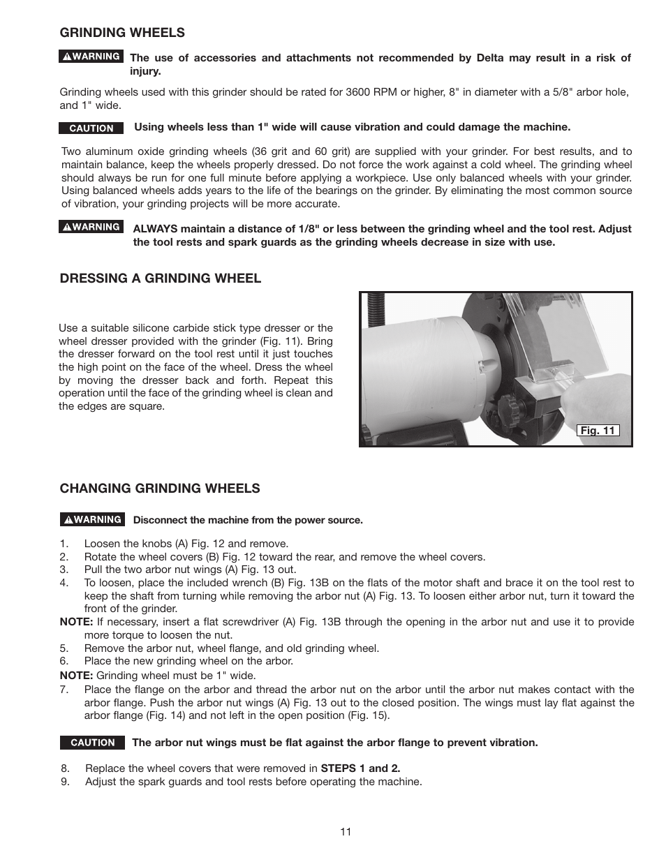 Delta 8" VARIABLE SPEED GRINDER GR450 User Manual | Page 11 / 44