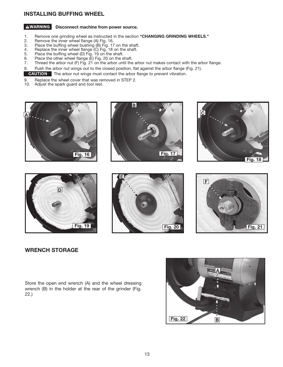 Delta 8" VARIABLE SPEED GRINDER GR450 User Manual | Page 13 / 44