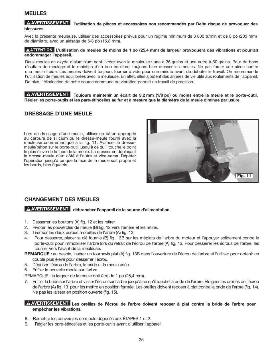 Delta 8" VARIABLE SPEED GRINDER GR450 User Manual | Page 25 / 44