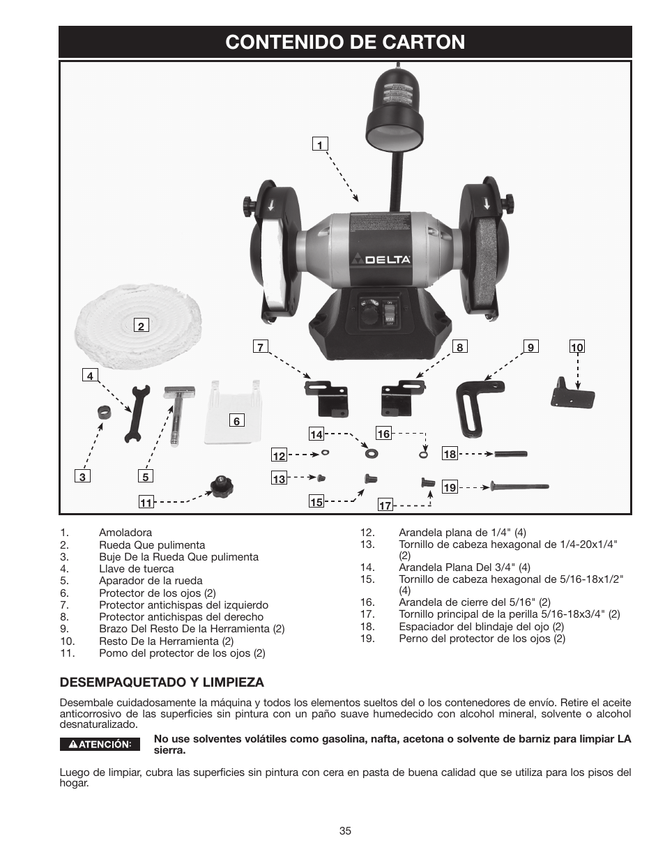 Delta 8" VARIABLE SPEED GRINDER GR450 User Manual | Page 35 / 44