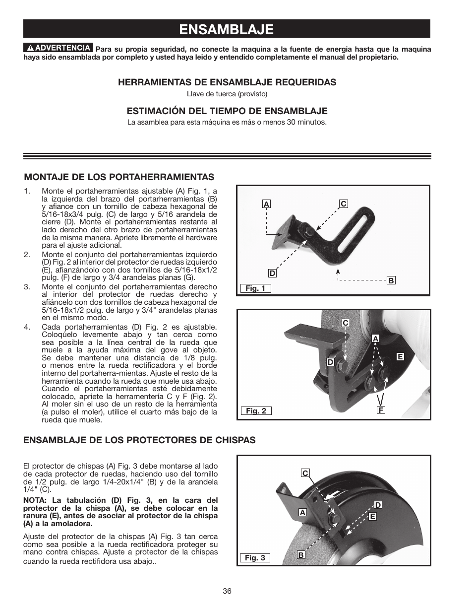 Ensamblaje | Delta 8" VARIABLE SPEED GRINDER GR450 User Manual | Page 36 / 44