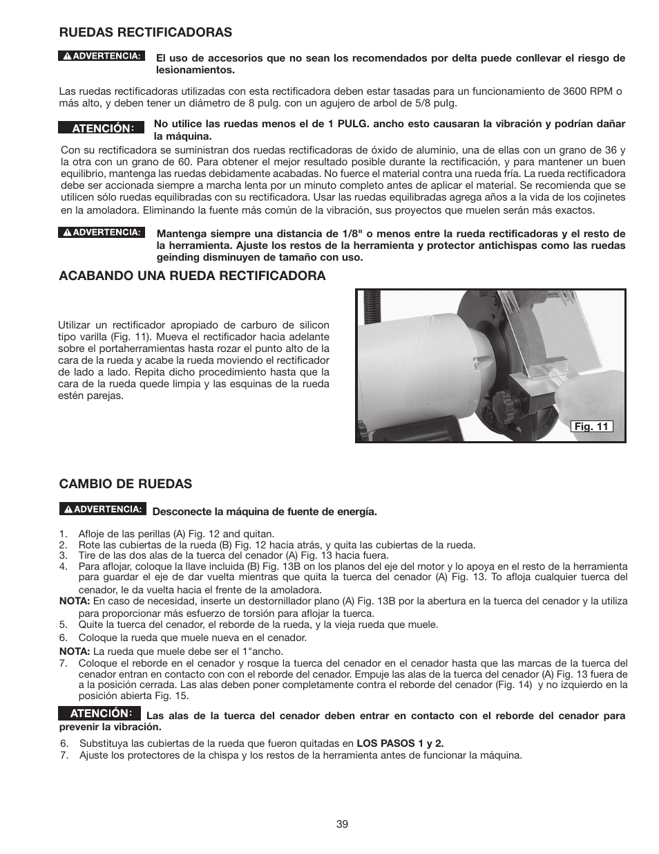 Delta 8" VARIABLE SPEED GRINDER GR450 User Manual | Page 39 / 44