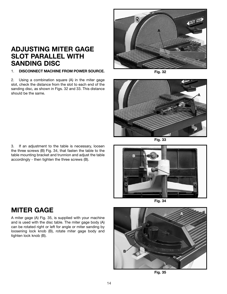 Miter gage | Delta SA446 User Manual | Page 14 / 20
