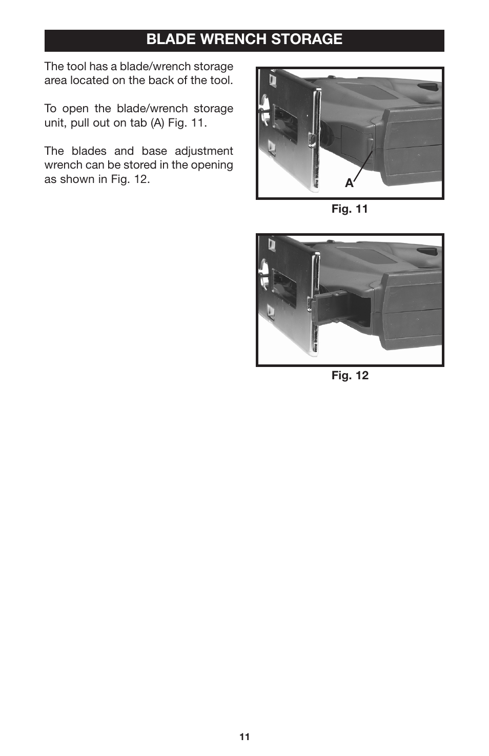 Blade wrench storage | Delta CL180JS User Manual | Page 11 / 15