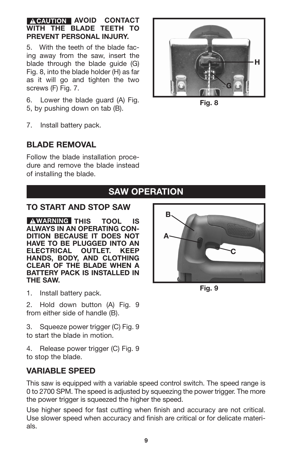 Saw operation | Delta CL180JS User Manual | Page 9 / 15