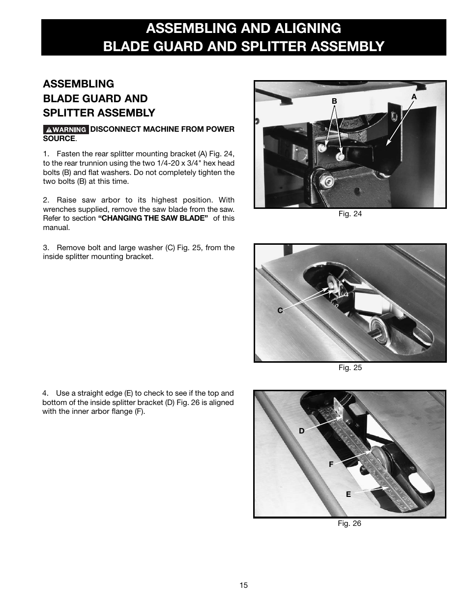 Assembling blade guard and splitter assembly | Delta 36-465 User Manual | Page 15 / 36