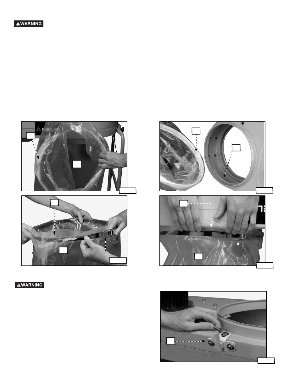 Attaching a dust collection bag, Attaching the top filter bag | Delta 50-763 User Manual | Page 10 / 44