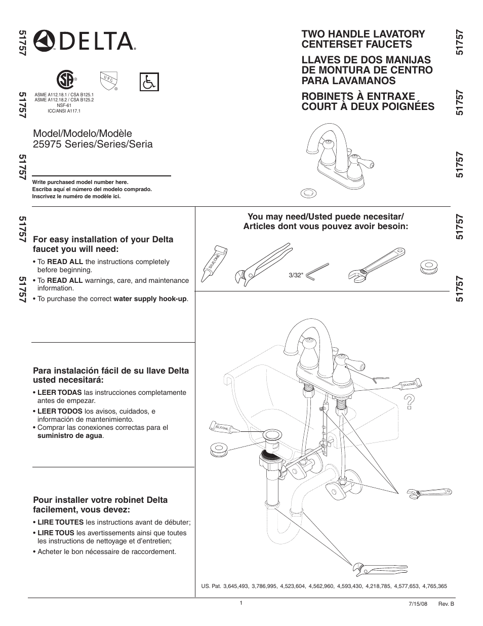 Delta 25975 Series User Manual | 6 pages