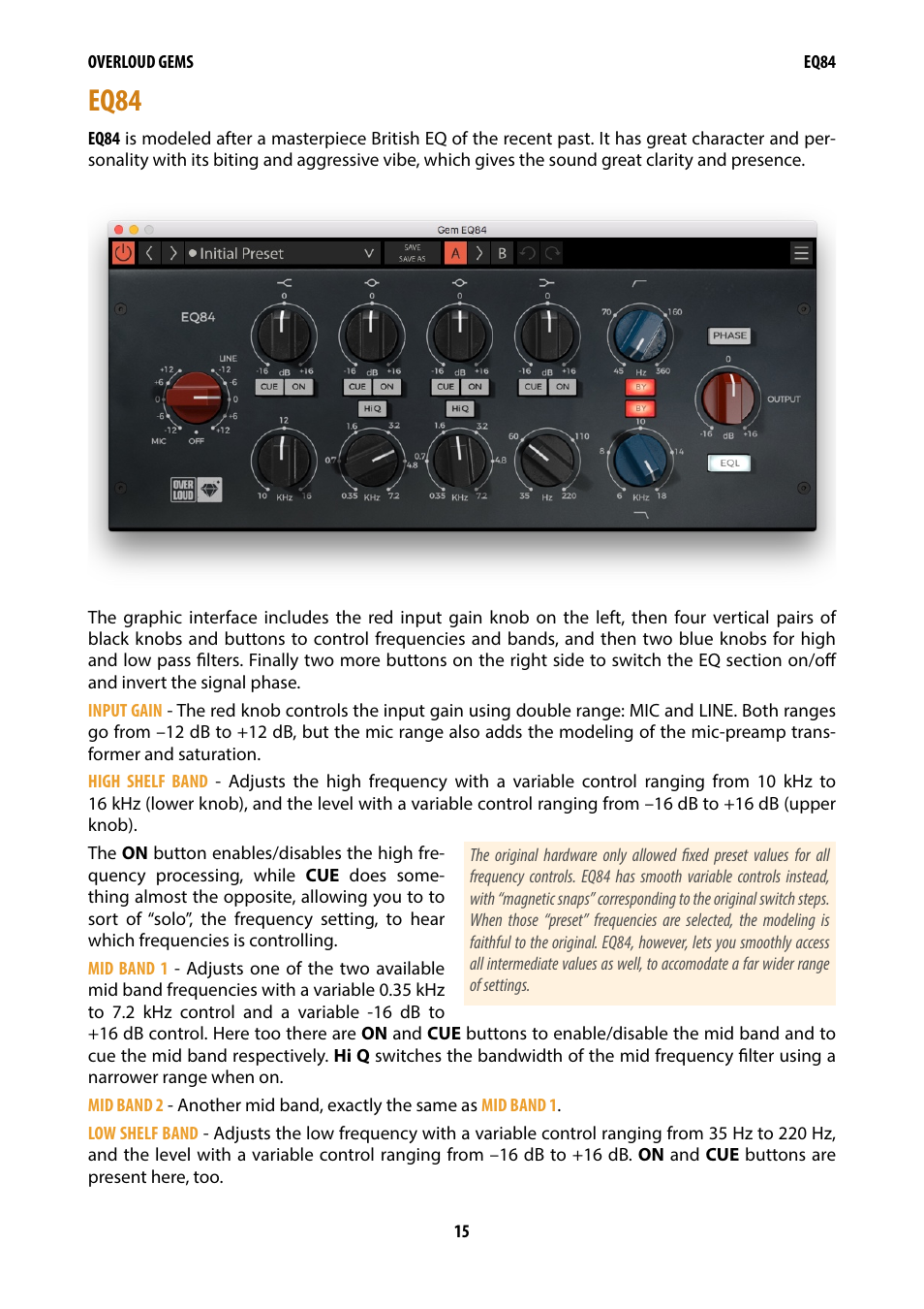 Eq84 | Overloud Gem Comp76 FET Compressor and Limiter Plug-In User Manual | Page 17 / 55