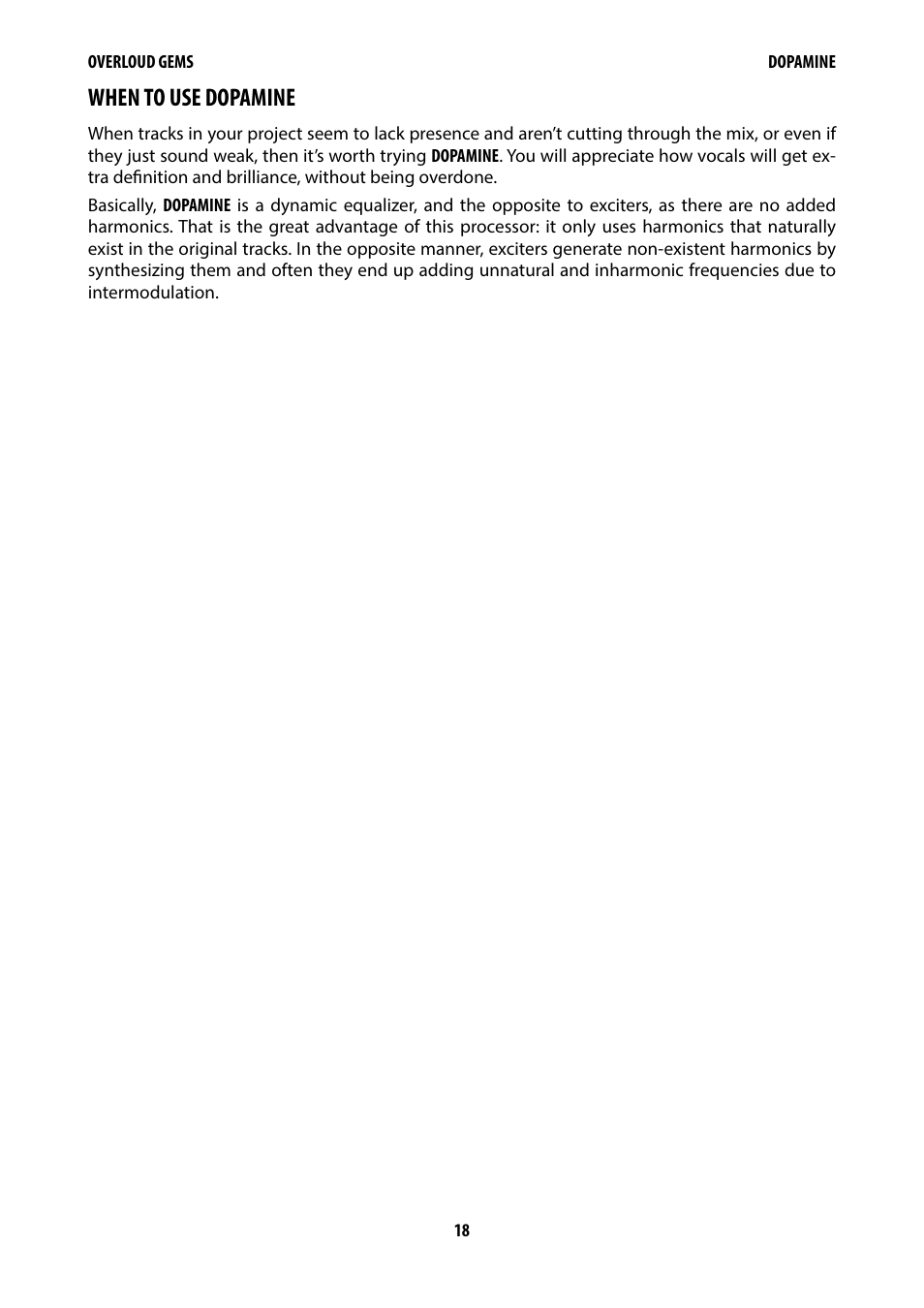 When to use dopamine | Overloud Gem Comp76 FET Compressor and Limiter Plug-In User Manual | Page 20 / 55