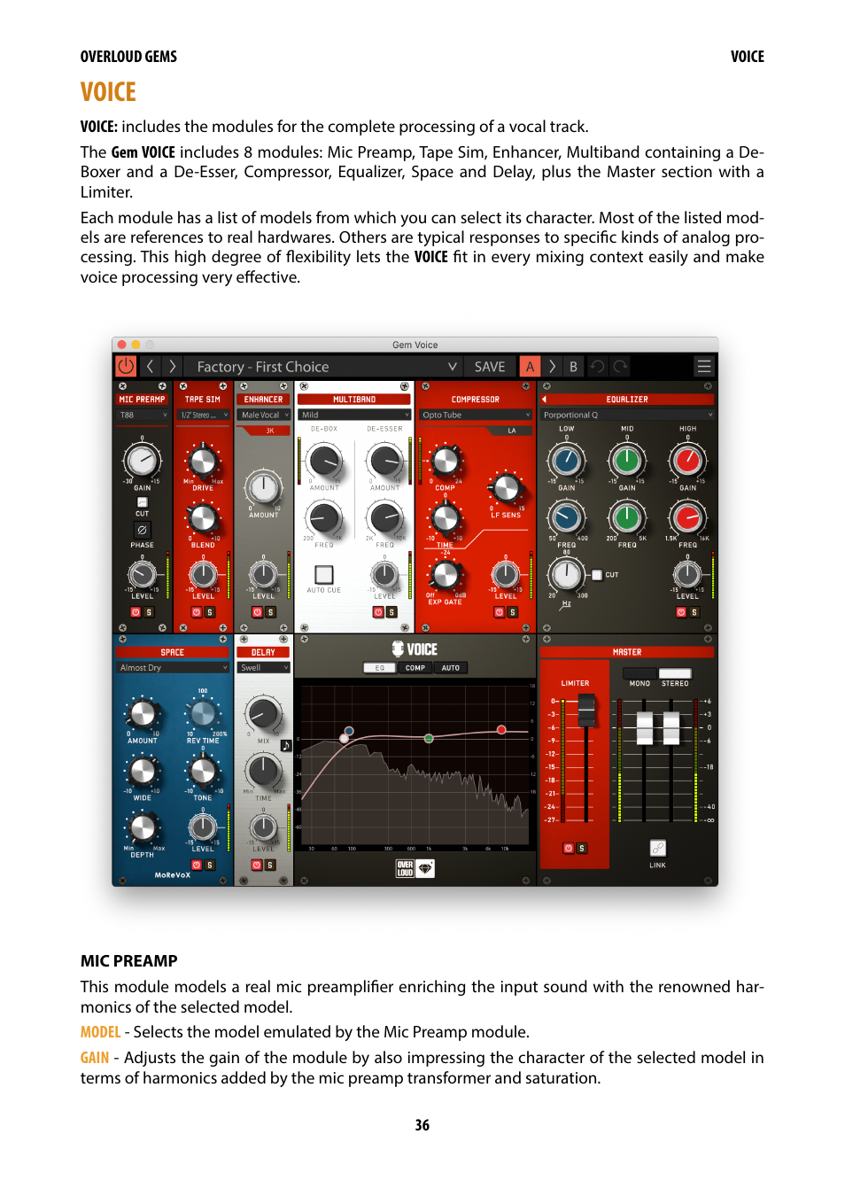 Voice | Overloud Gem Comp76 FET Compressor and Limiter Plug-In User Manual | Page 38 / 55