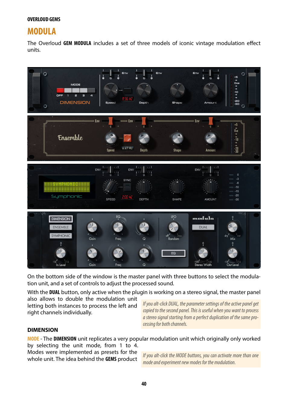 Modula | Overloud Gem Comp76 FET Compressor and Limiter Plug-In User Manual | Page 42 / 55