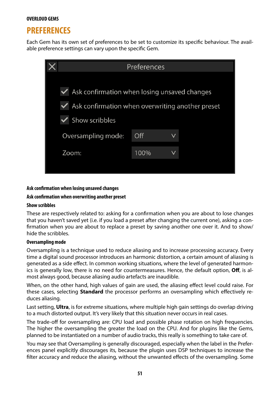 Preferences | Overloud Gem Comp76 FET Compressor and Limiter Plug-In User Manual | Page 53 / 55