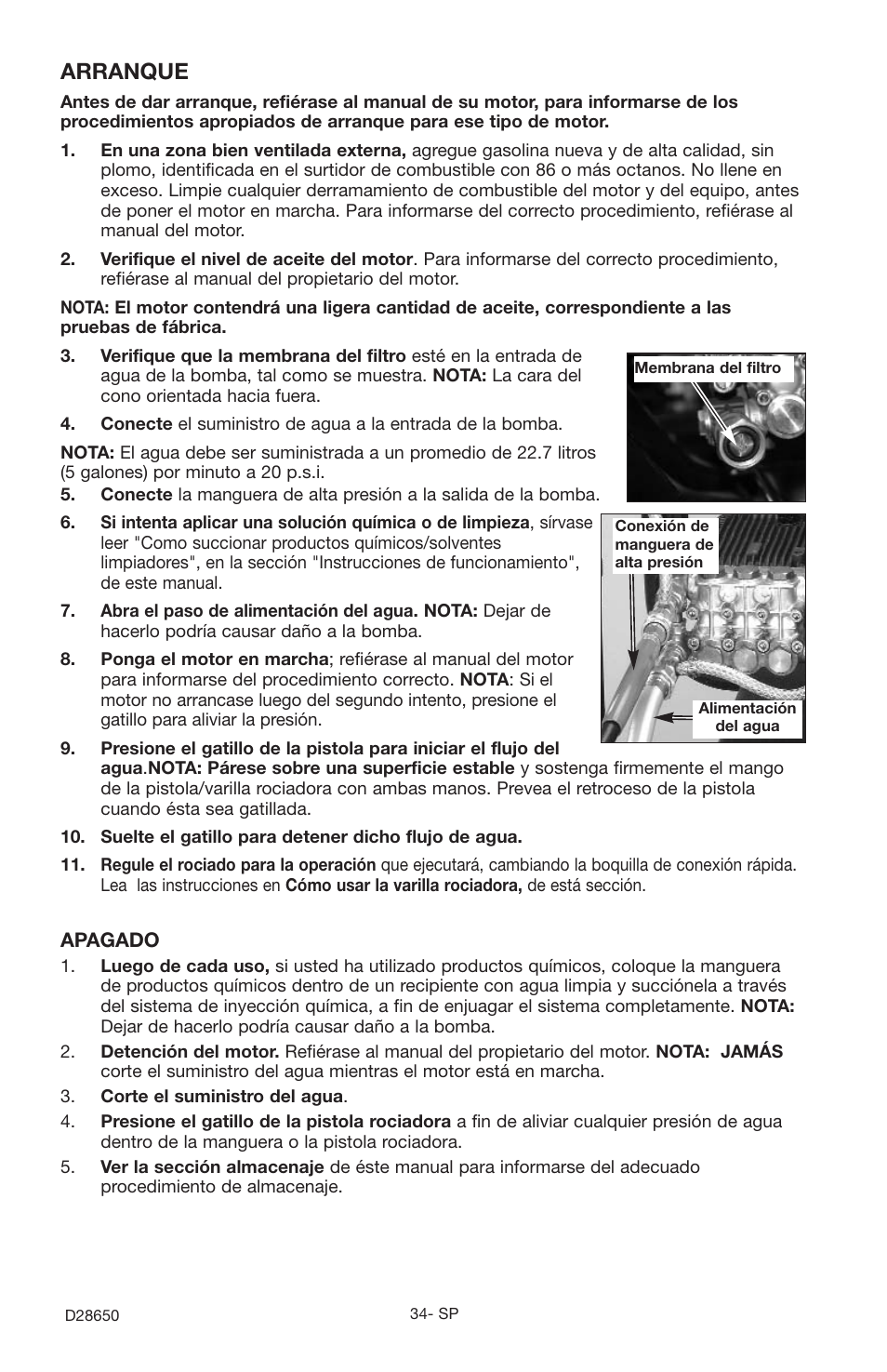 Arranque | Delta D28650 User Manual | Page 34 / 64