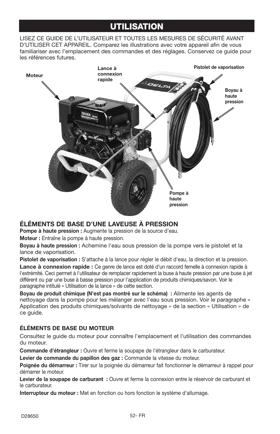Utilisation | Delta D28650 User Manual | Page 52 / 64