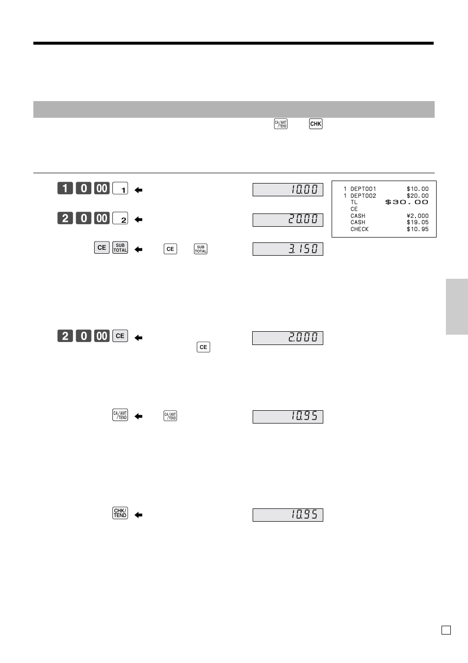 Ad v anced operations and setups, ! 20- " es 20- e a k | Casio PCR-T470 User Manual | Page 49 / 96