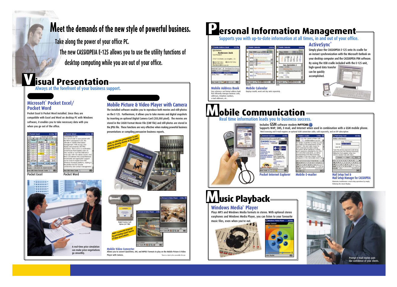 Vp m m, Isual presentation, Ersonal information management | Obile communication, Usic playback | Delta E-125 User Manual | Page 2 / 2