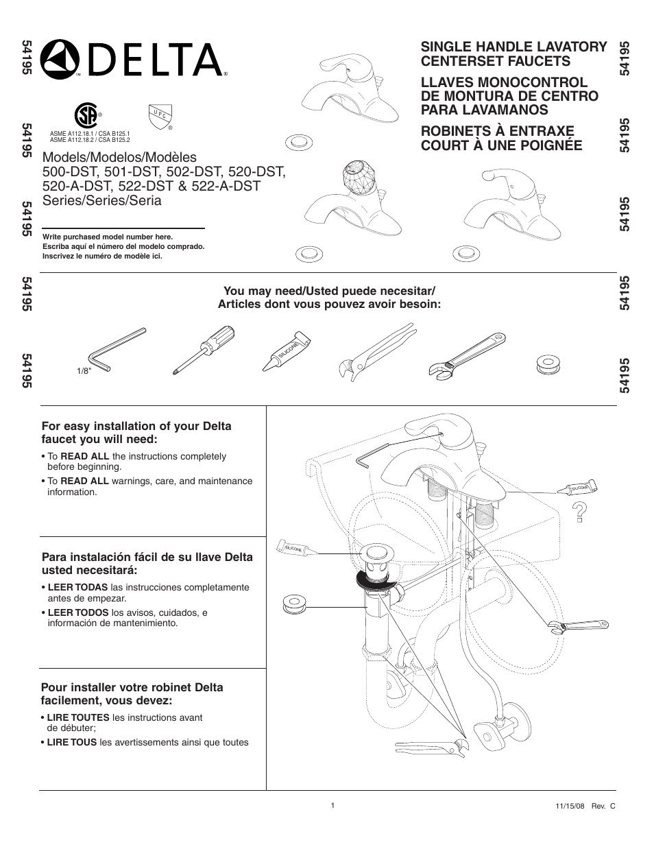 Delta 501-DST User Manual | 12 pages