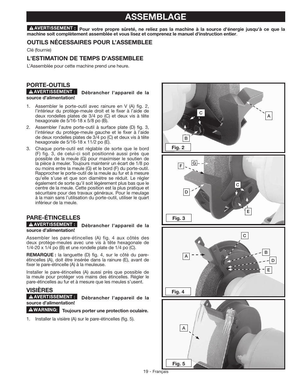 Assemblage | Delta GR150 User Manual | Page 19 / 36