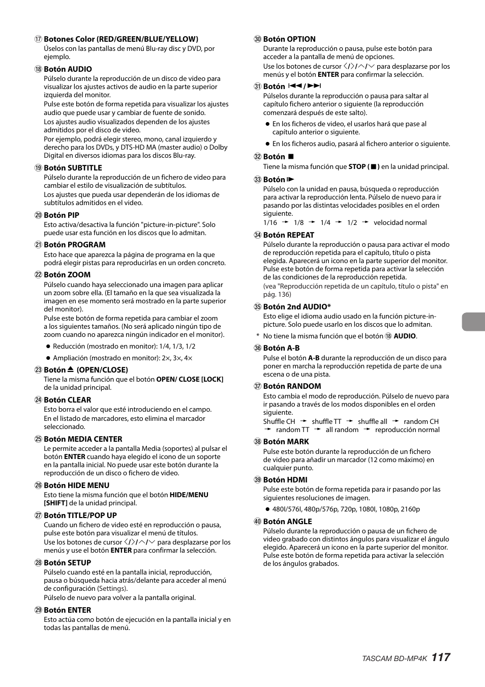 Tascam BD-MP4K Professional-Grade 4K UHD Blu-ray Player User Manual | Page 117 / 260