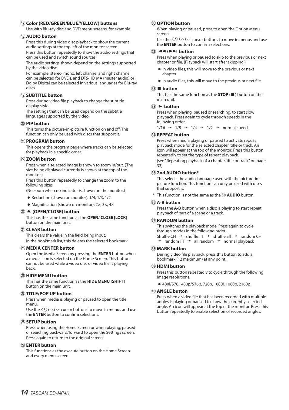 Tascam BD-MP4K Professional-Grade 4K UHD Blu-ray Player User Manual | Page 14 / 260