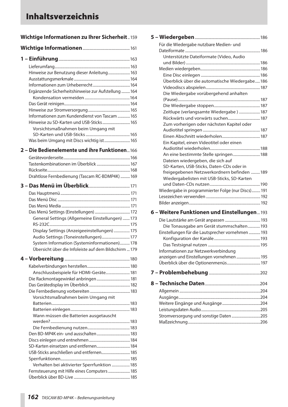 Tascam BD-MP4K Professional-Grade 4K UHD Blu-ray Player User Manual | Page 162 / 260