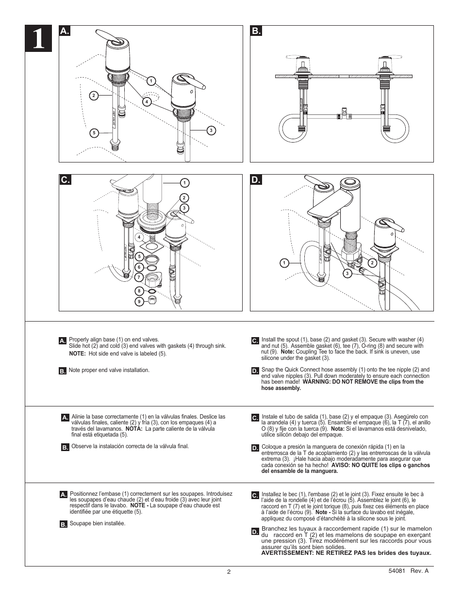 B. c. d | Delta 3585 Series User Manual | Page 2 / 6