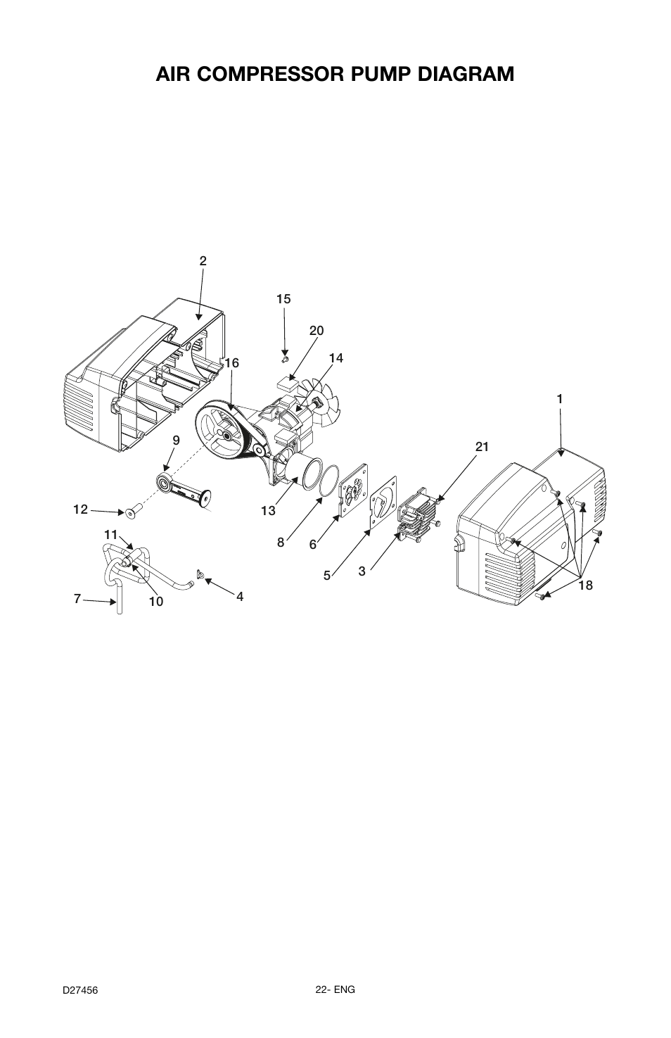 Air compressor pump diagram | Delta 66-202-1 User Manual | Page 22 / 72