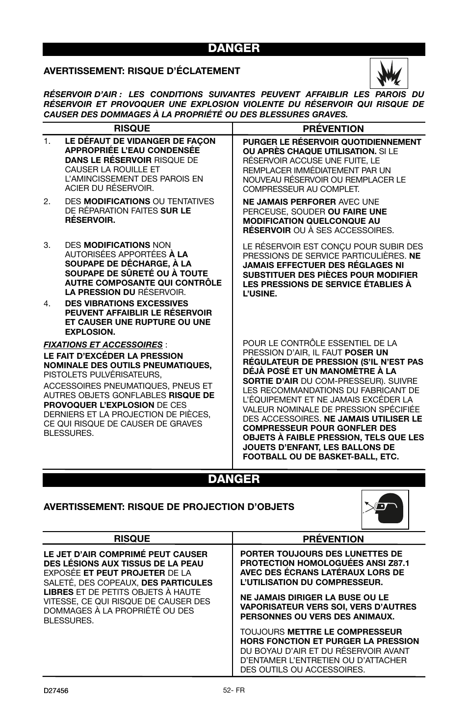Danger | Delta 66-202-1 User Manual | Page 52 / 72