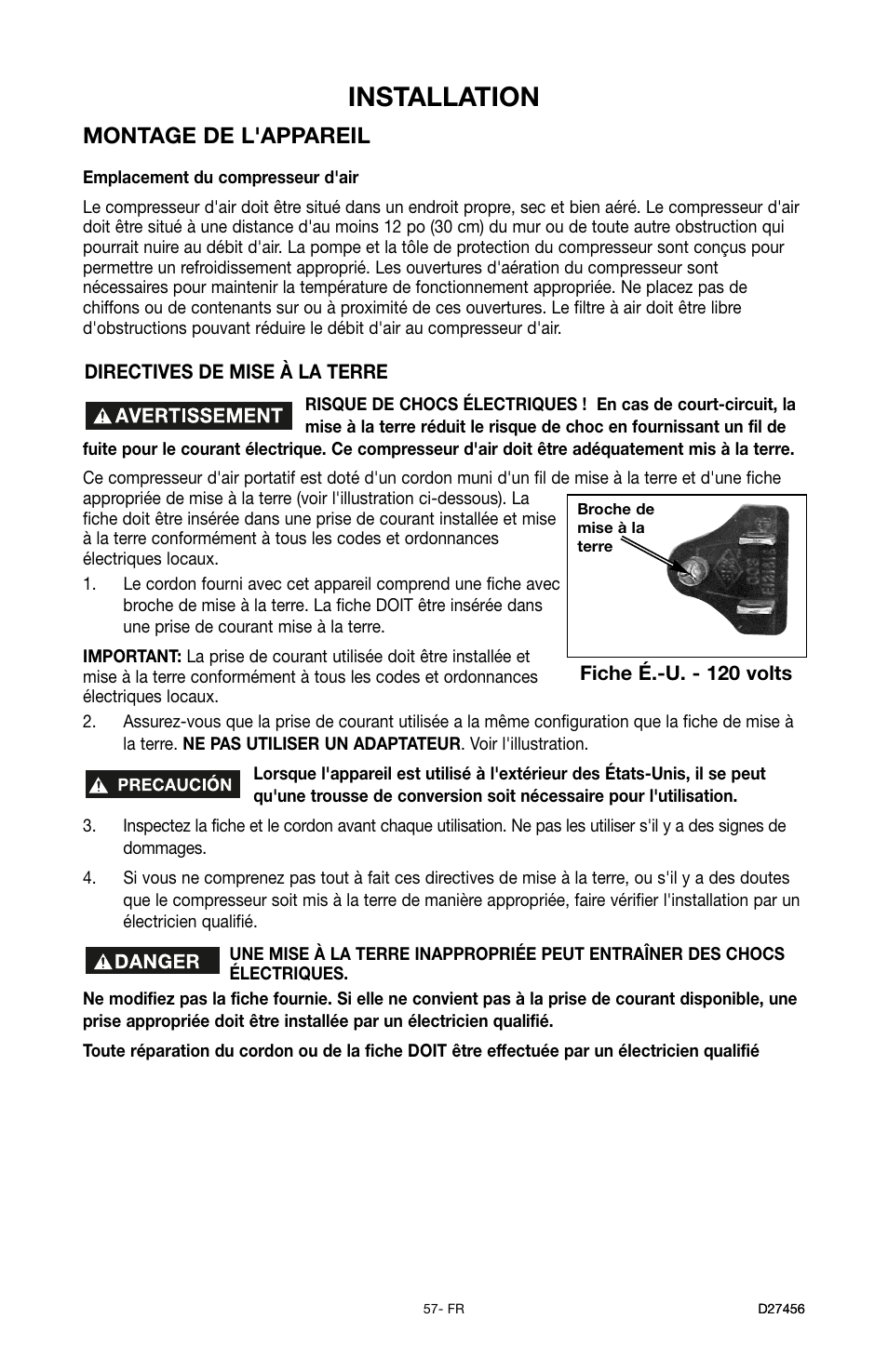 Installation, Montage de l'appareil | Delta 66-202-1 User Manual | Page 57 / 72