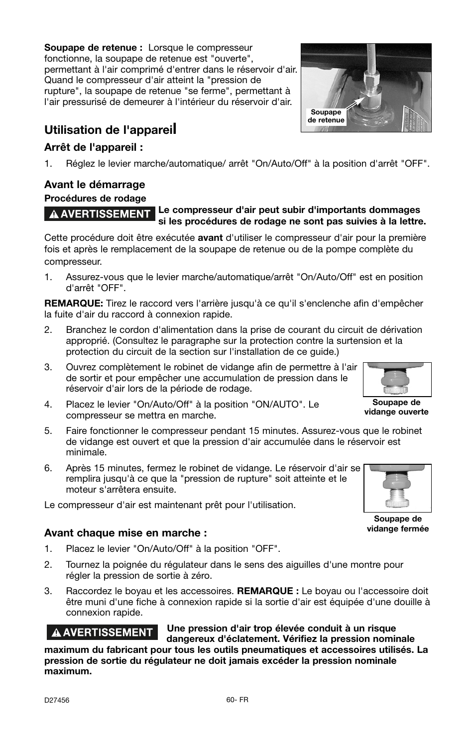 Utilisation de l'apparei | Delta 66-202-1 User Manual | Page 60 / 72