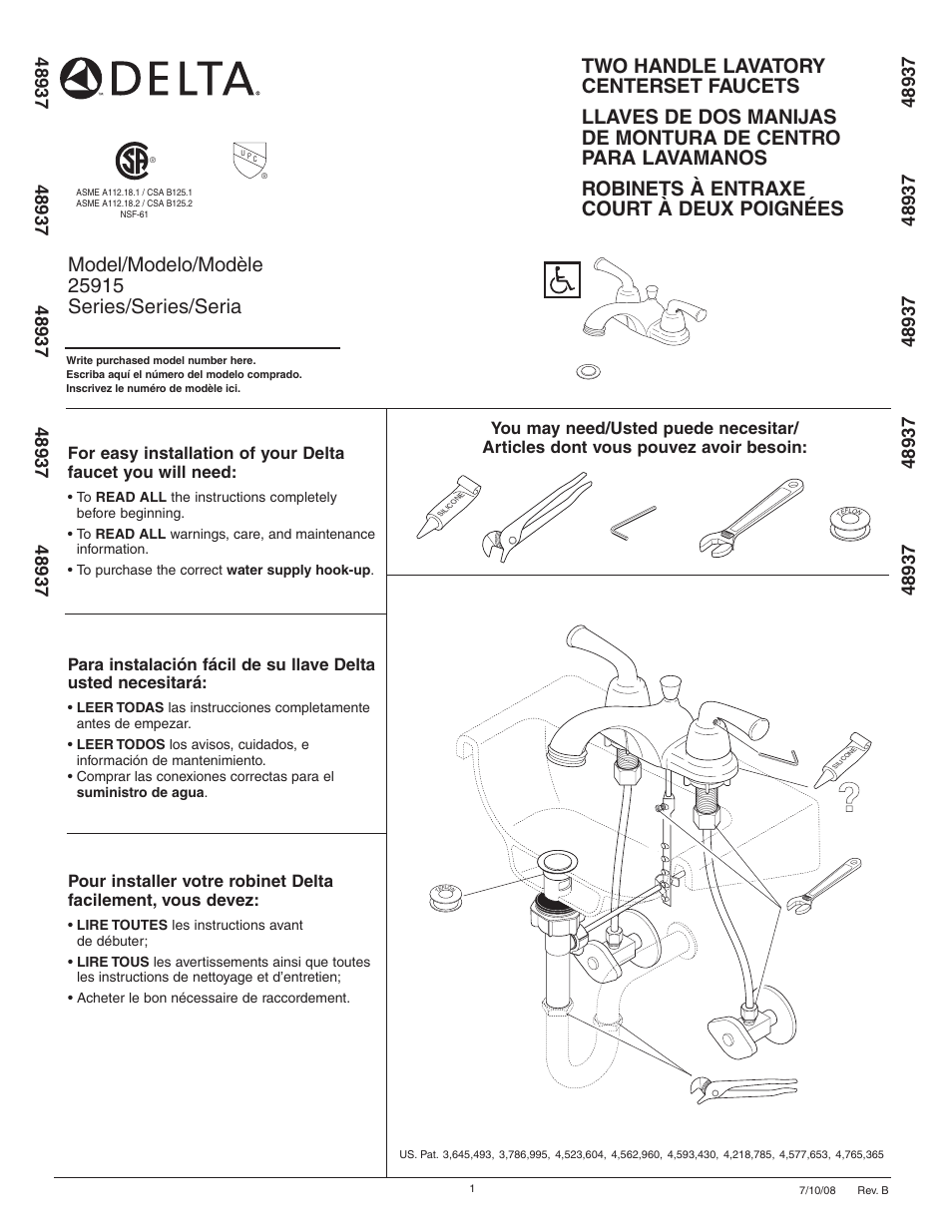 Delta 25915 Series User Manual | 6 pages