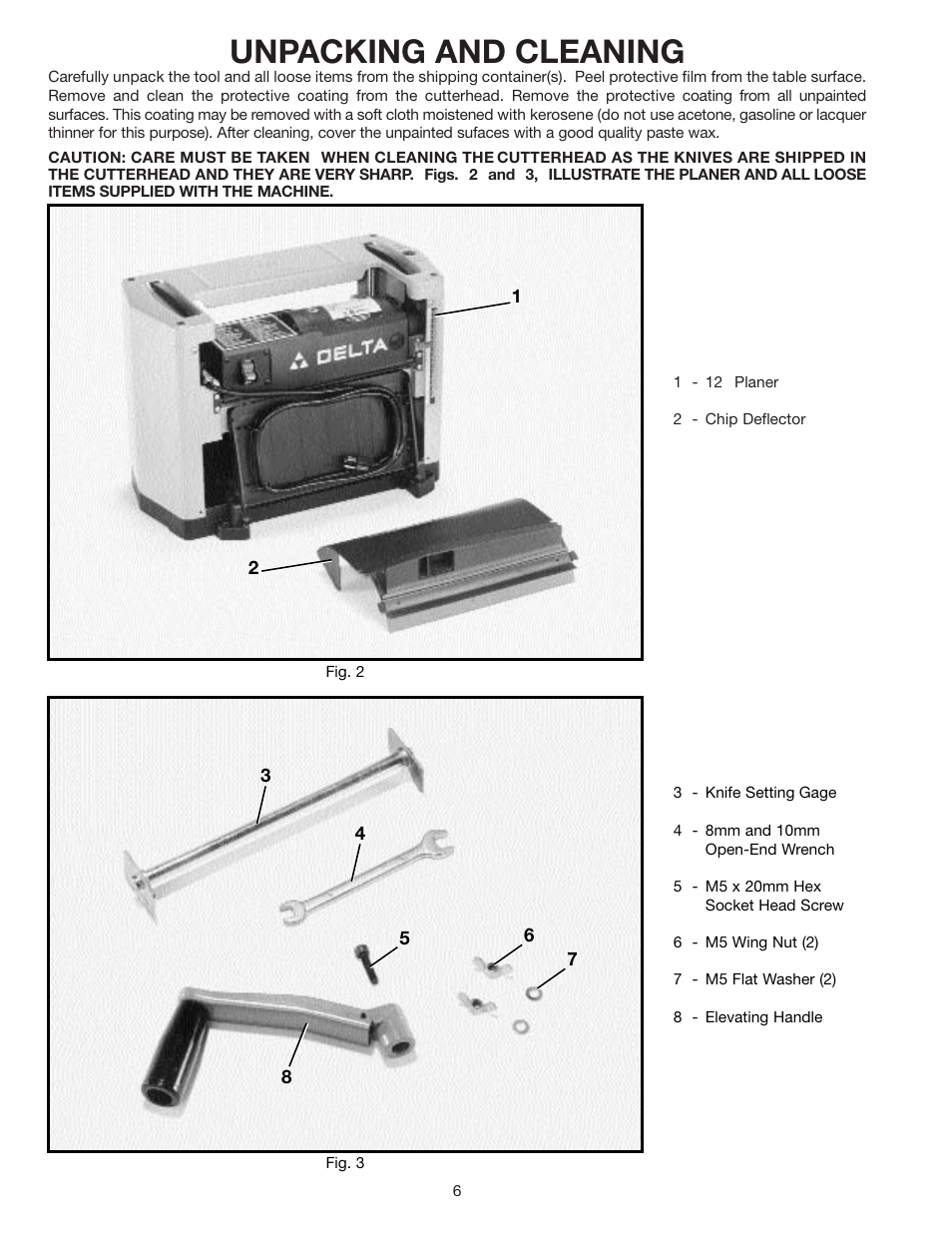 Unpacking and cleaning | Delta 22-540 User Manual | Page 6 / 17