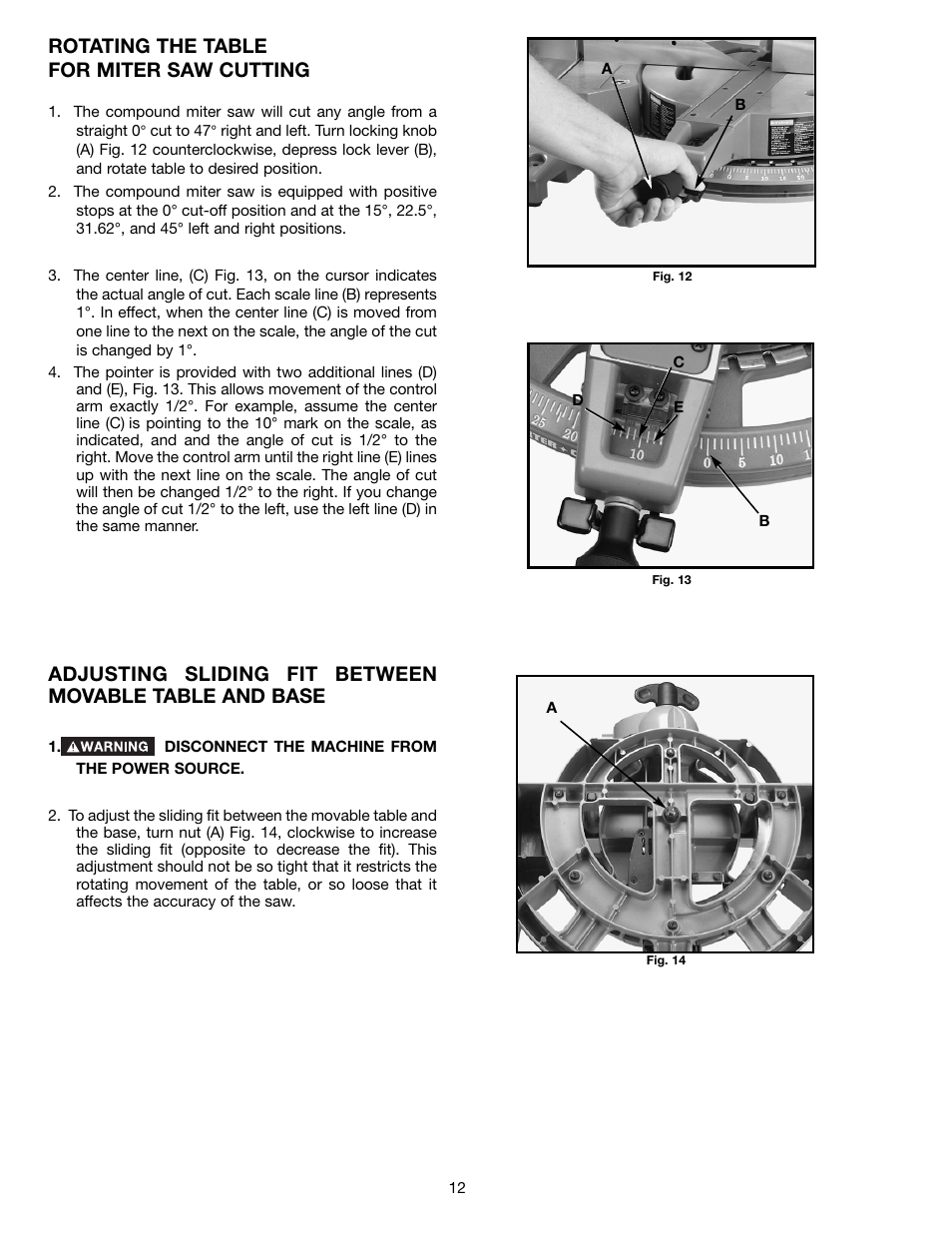 Rotating the table for miter saw cutting | Delta 36-255L User Manual | Page 12 / 25