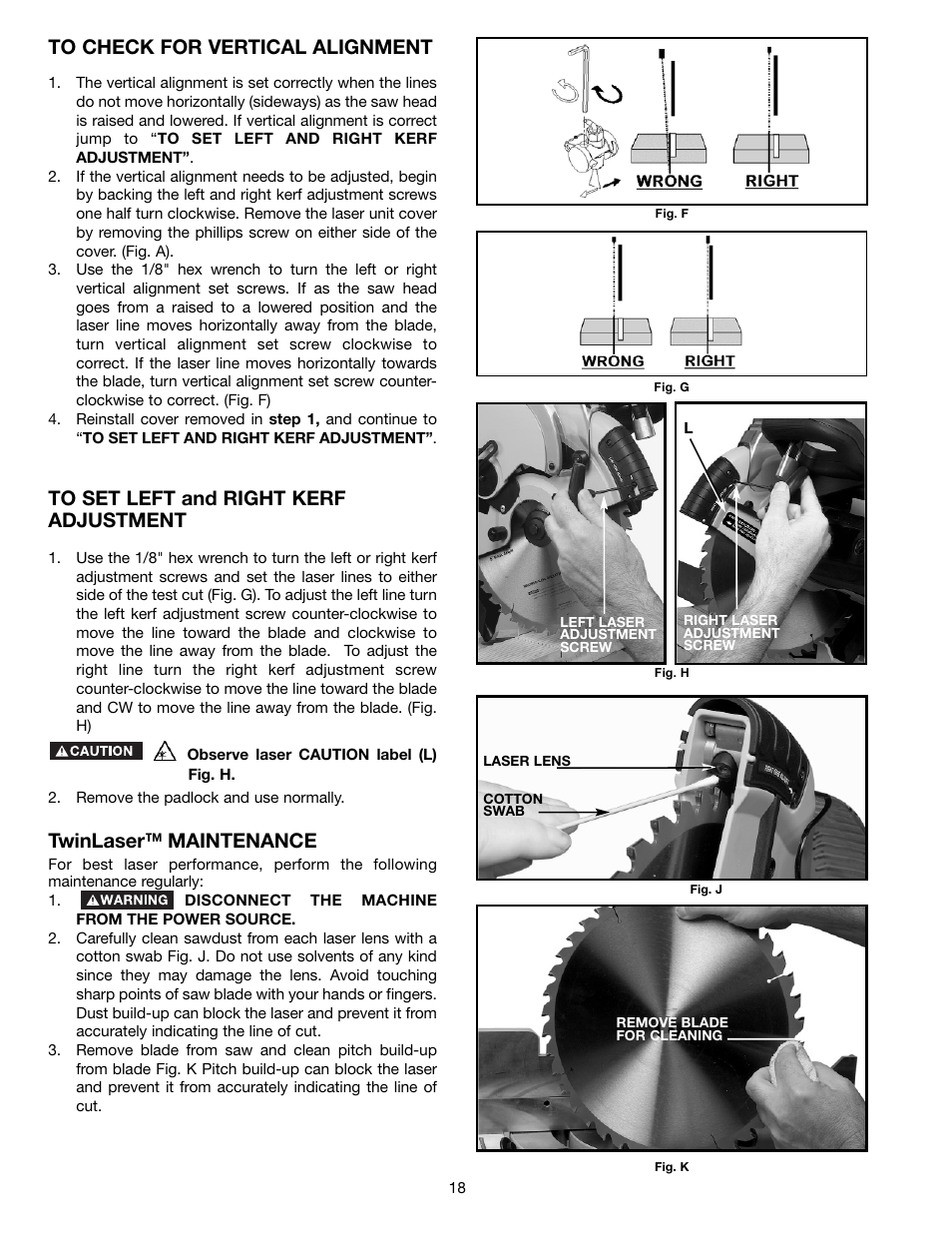 Twinlaser™ maintenance | Delta 36-255L User Manual | Page 18 / 25