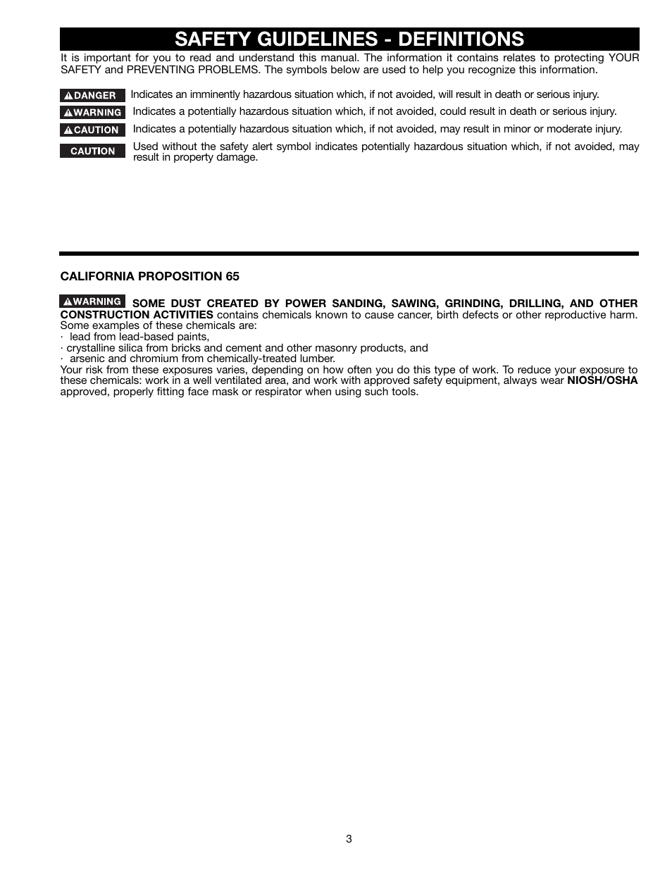 Safety guidelines - definitions | Delta 36-255L User Manual | Page 3 / 25