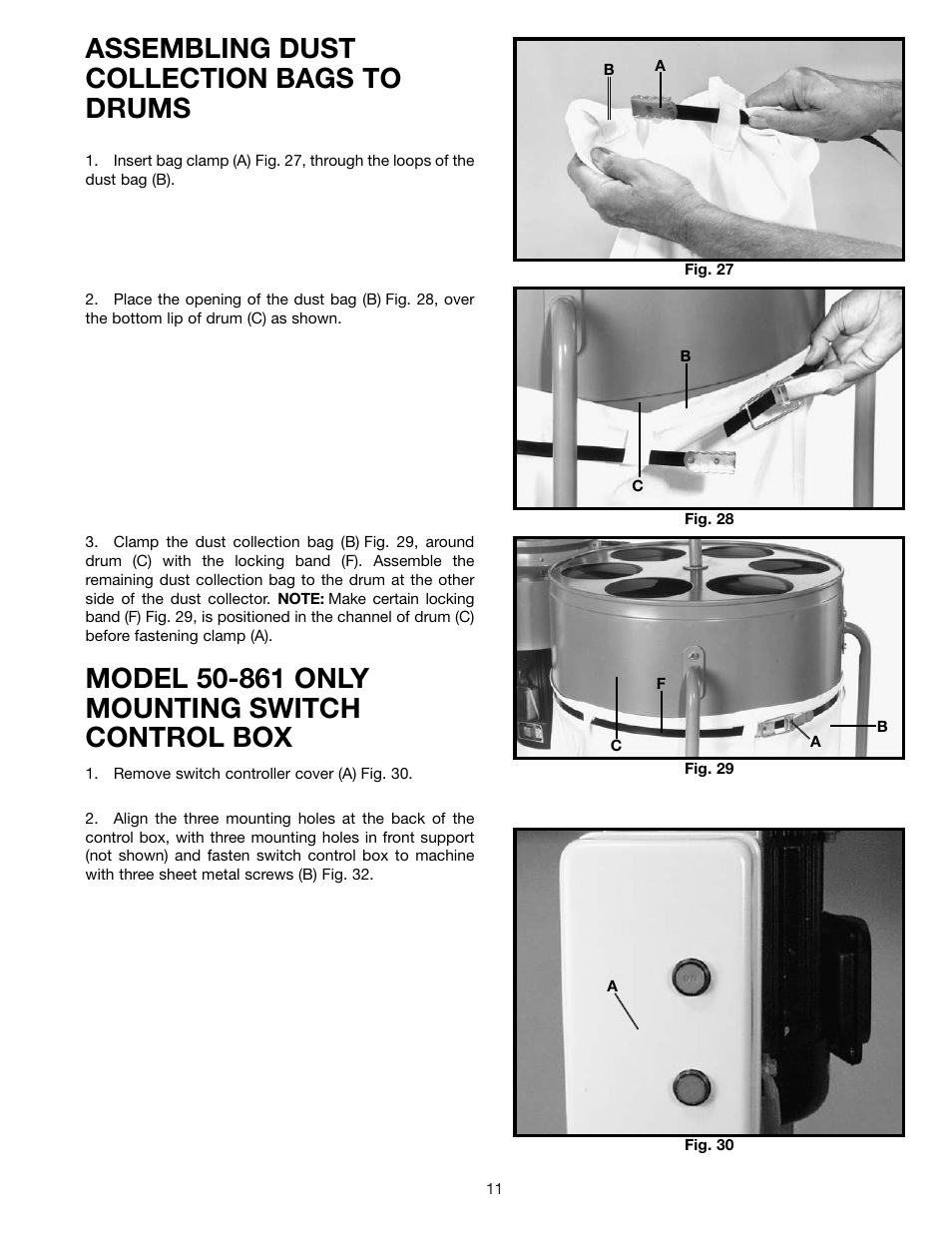 Assembling dust collection bags to drums | Delta 50-866 User Manual | Page 11 / 16