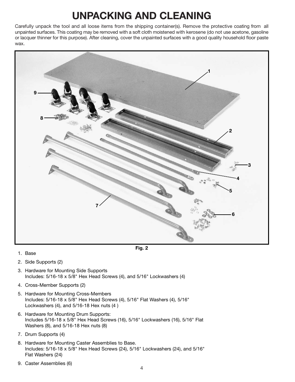 Unpacking and cleaning | Delta 50-866 User Manual | Page 4 / 16