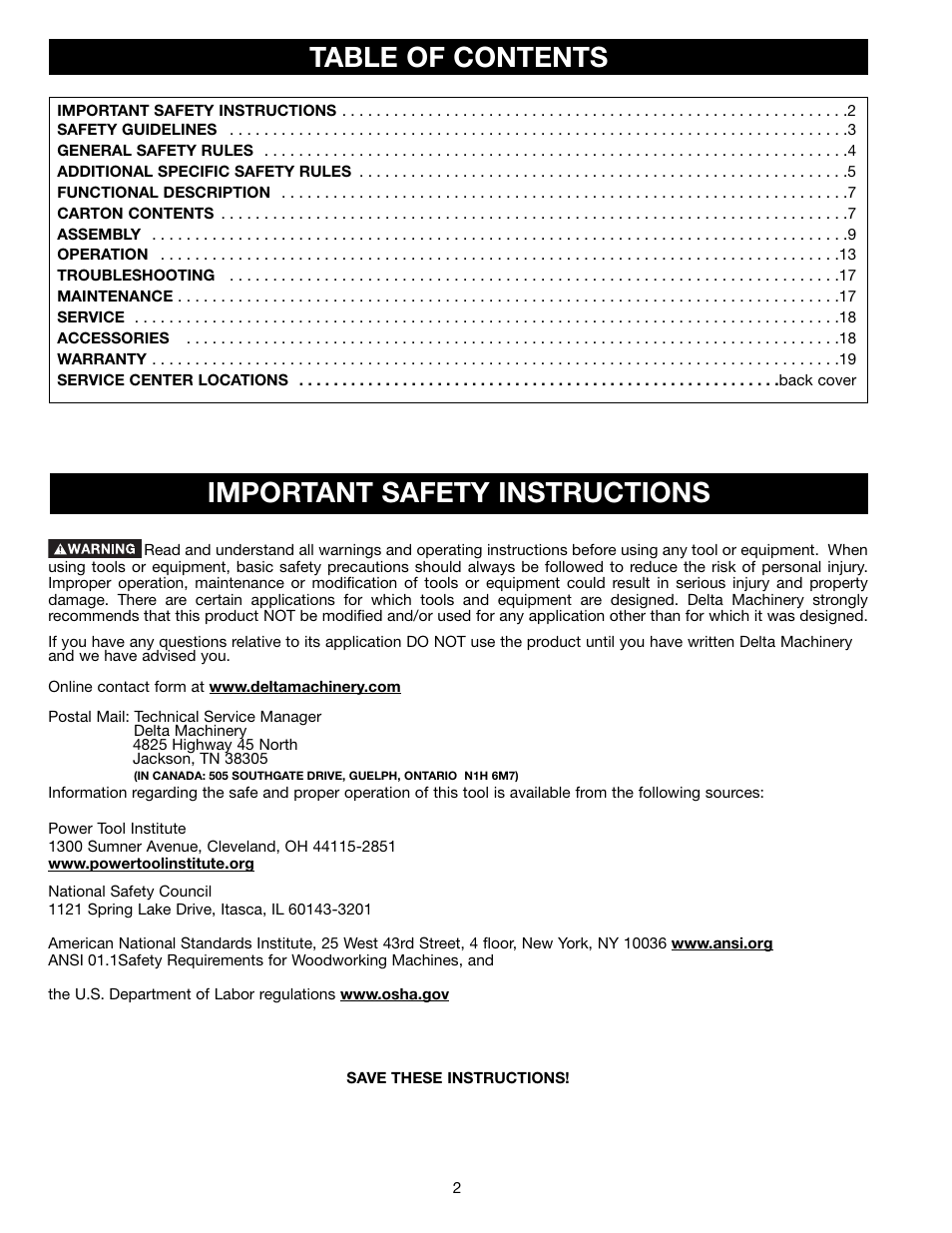 Delta 17-990X User Manual | Page 2 / 20