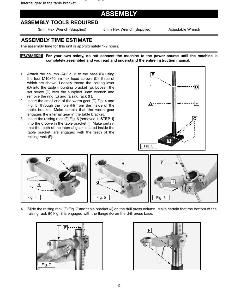 Assembly, Assembly tools required assembly time estimate | Delta 17-990X User Manual | Page 9 / 20